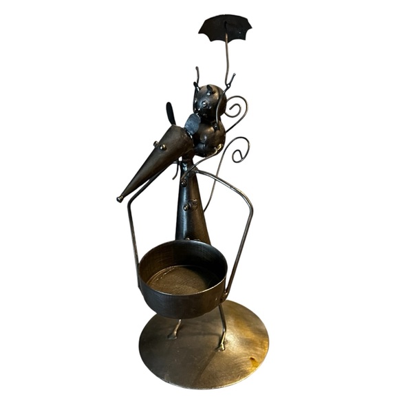 Tin Metal Abstract Comical Mouse Mice Votive Tea Light Candle Holder - Picture 9 of 9